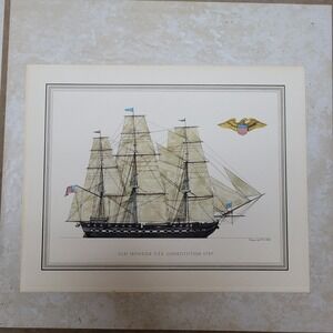 H. A. Muth Vintage Old Ironside USS Constitution 1797 Rare Lithograph Print